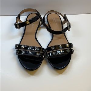 Used Armani Jeans flat black patent leather sandal